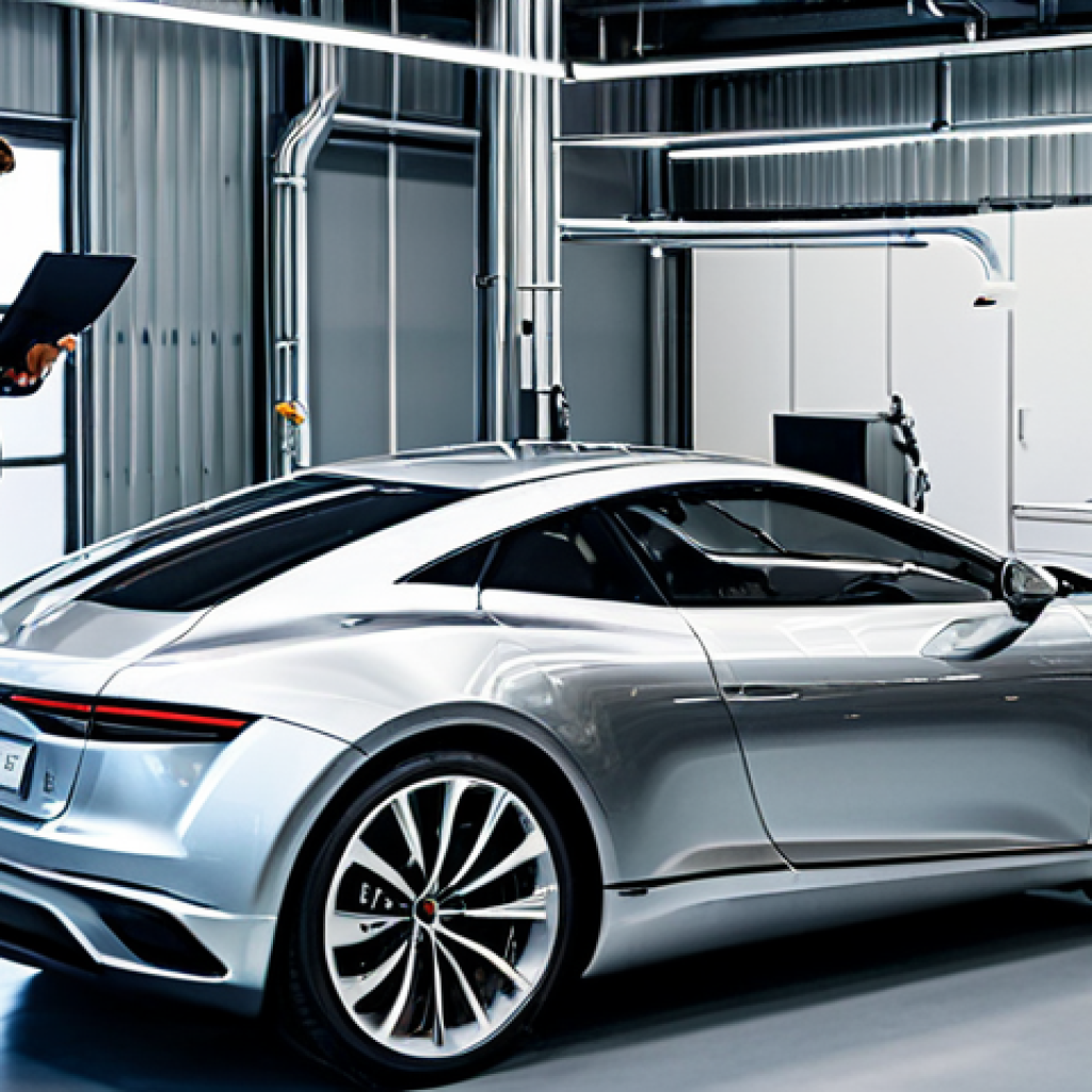 **

"A modern industrial design studio, showcasing metallized plastic components. Several fully clothed engineers are inspecting a sleek, lightweight car part with a metallic finish. Background includes advanced machinery and prototypes. Appropriate content, safe for work, perfect anatomy, correct proportions, professional setting, high quality, modest clothing."

**