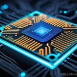 Home 10 기능성 전자기기 소재 - **Prompt 1: The Heart of Miniaturization**
An ultra-detailed, microscopic view of a cutting-edge...