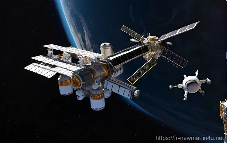 우주 탐사 소재 - A breathtaking, cosmic panorama as if captured by the James Webb Space Telescope. The central focus ...