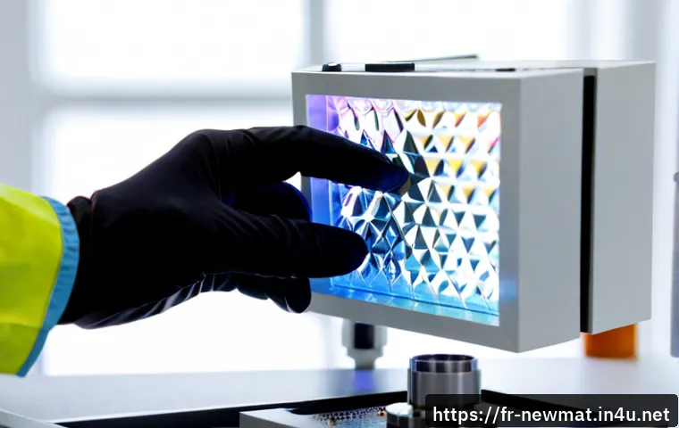 Home 17 메타물질 - Photorealistic close-up of a French materials science researcher in a bright Paris laboratory examin...