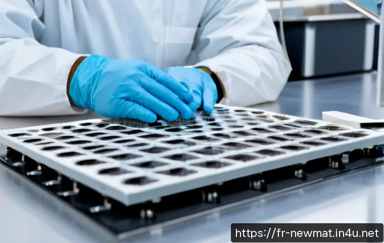 반도체 공정용 소재 - Photorealistic semiconductor materials laboratory in France, close-up of pristine silicon wafers in ...